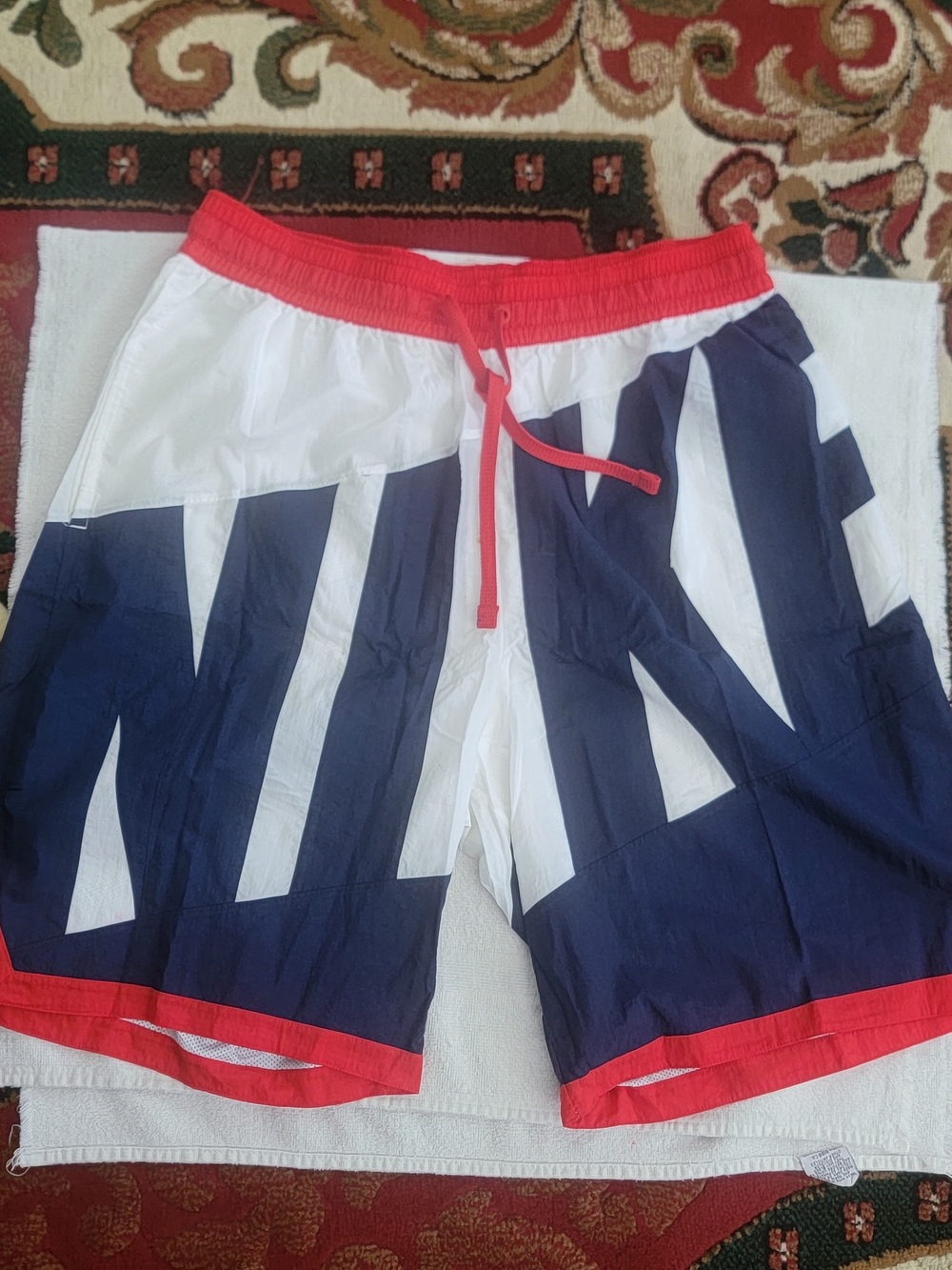 Nike Men's Navy, White & Red Swim Board Shorts